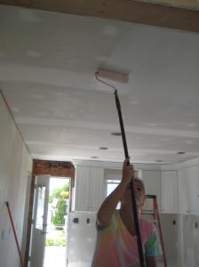 Tasha paints the ceilings.